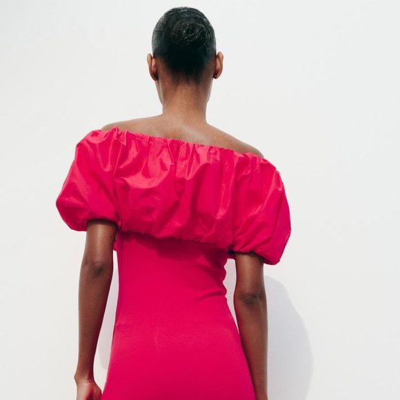 ZARA- Off the shoulder Red Top/Dress Size S- NWT - Picture 6 of 6